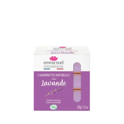 Savonnettes à la lavande bio en sachets de 3 x 150 g