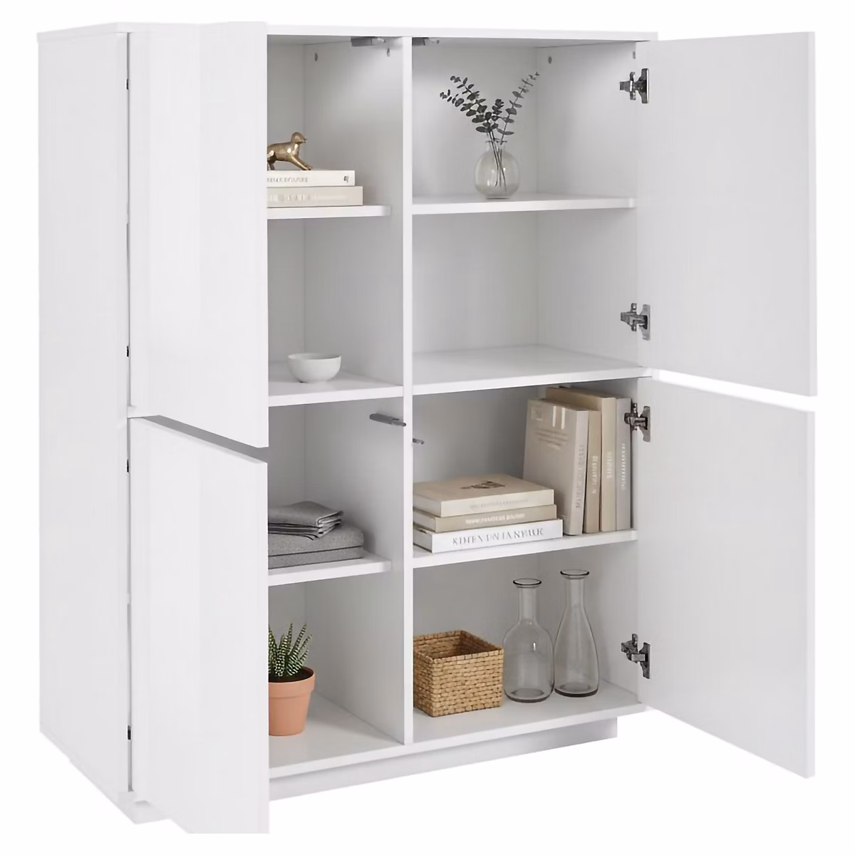 Buffet Zaccaria – Buffet de cuisine 4 portes, Buffet de salon, 100% Made in Italy, 100 × 41h126 cm, Blanc brillant