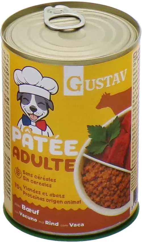 Pâtée pour chien adulte au bœuf sans céréales complète Bubimex Gustav - 400 g