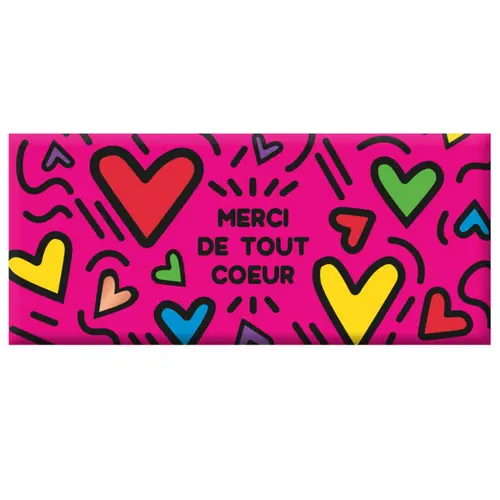 Mini tablette chocolat lait « Merci de tout coeur » Art Grafik - 30 g