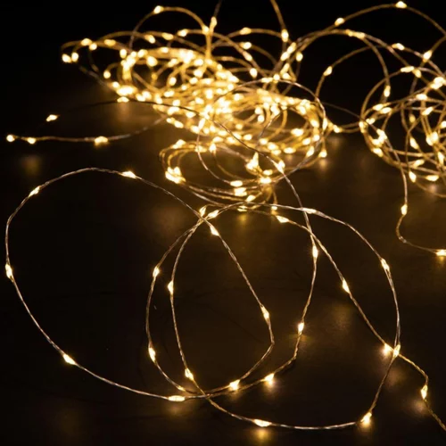 Guirlande lumineuse micro LED à lumière fixe blanc chaud sur secteur - 15 m