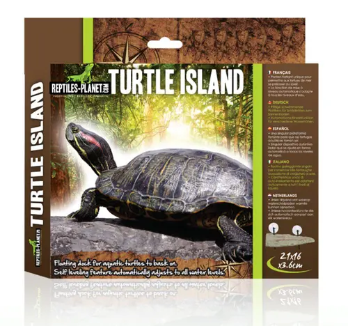 Île flottante pour tortue aquatique avec ascenseur coloris marron Reptile Planet Turtle Island - Taille M - 21 x 16 x 3,6 cm