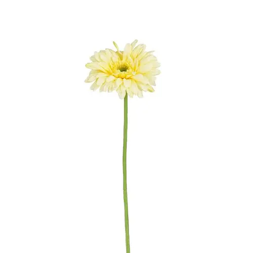 Tige de gerbera artificiel en plastique recyclé jaune - 60 cm