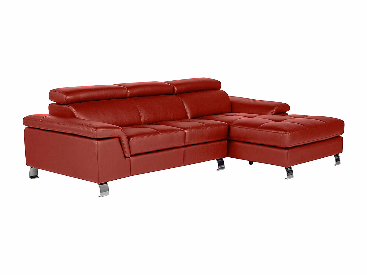 Canapé d'angle cuir MISHIMA – Rouge, Angle droit