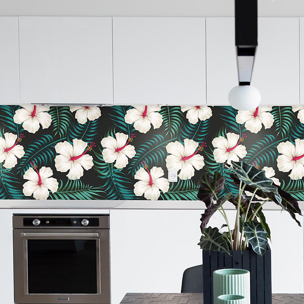 Crédence à coller Hibiscus Blanche 100 × 40 cm
