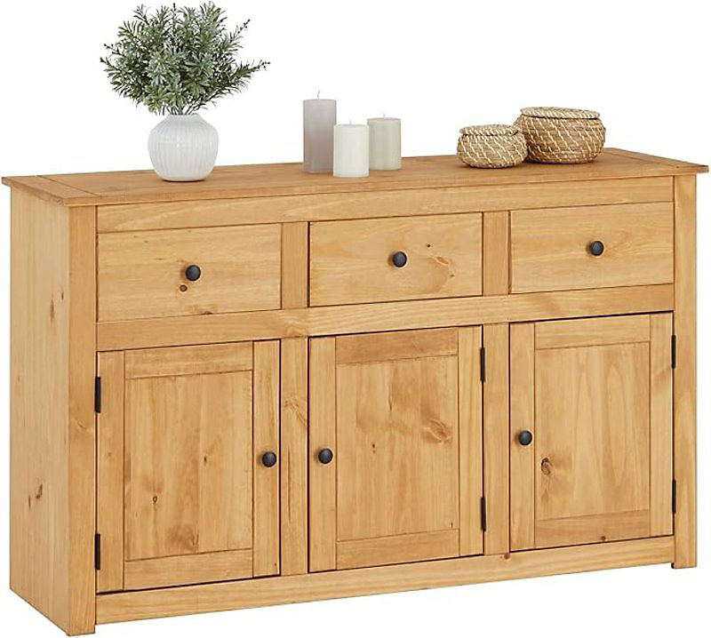 Meuble – Buffet en bois massif avec 3 portes et 3 tiroirs