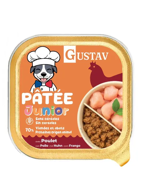 Pâtée pour chien junior au poulet sans céréales complète Bubimex Gustav - 150 g