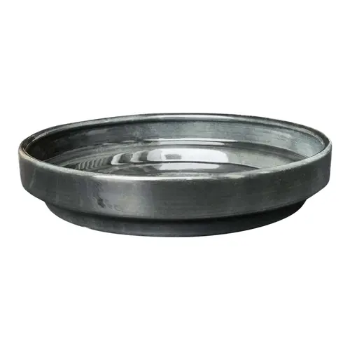 Soucoupe ronde en métal recyclé coloris gris océan vif Upcycle Conique - Ø 18 x H 3,5 cm