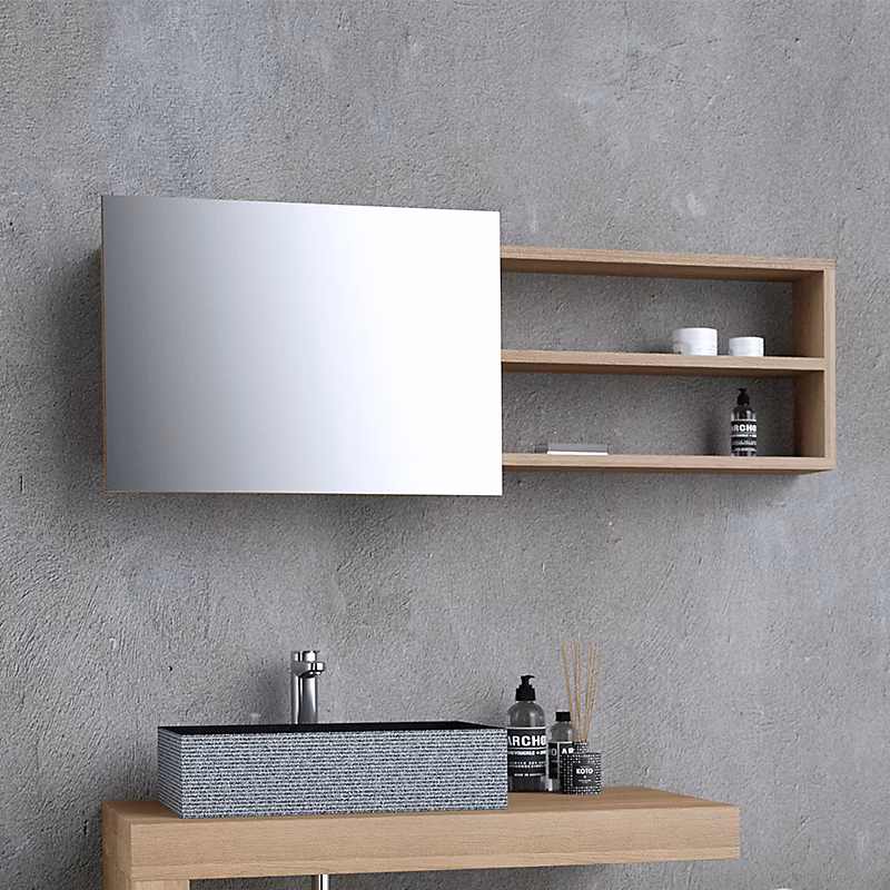 Armoire de toilette HEMI 120 cm en chêne naturel – Meuble miroir salle de bain