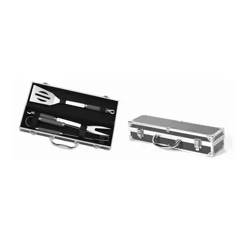Malette de 3 ustensiles en inox pour plancha - 37 x 10 cm