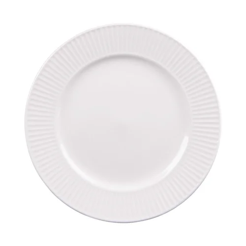 Assiette à dessert en porcelaine blanche et contours striés Lina - Ø 20 cm