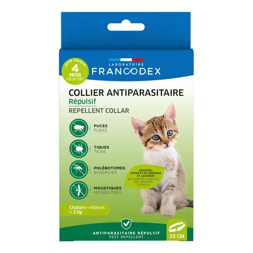 Collier insectifuge pour chaton coloris blanc Francodex - Ø 35 cm
