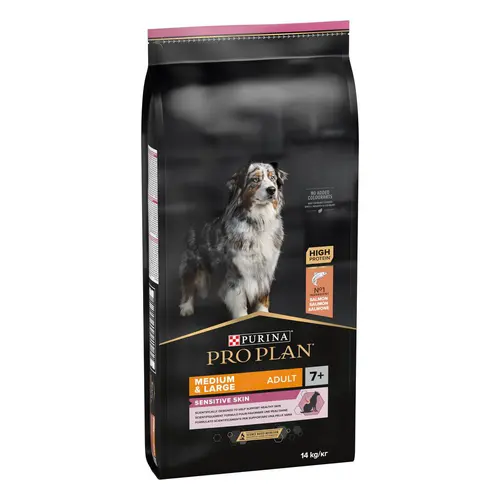 Croquette pour chien mature au saumon Sensitive Skin Pro Plan – 14 kg