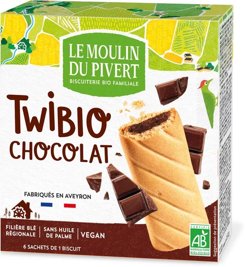 Biscuits bio au chocolat Twibio Le Moulin du Pivert - 150 g