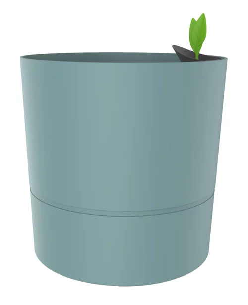 Pot rond à réserve d’eau en polypropylène vert Eucalyptus Eda Aquaduo XL - Ø 39,5 x H 39,5 cm