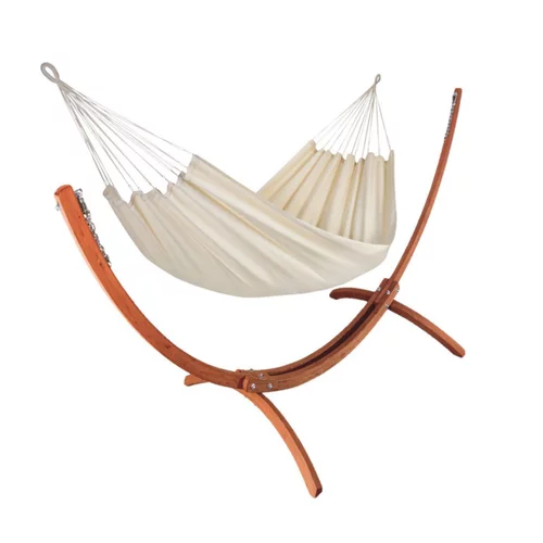 Set support et hamac Weekend coloris écru en bois et polypropylène Jobek Hamacs - 350 x 125 x 136,5 cm
