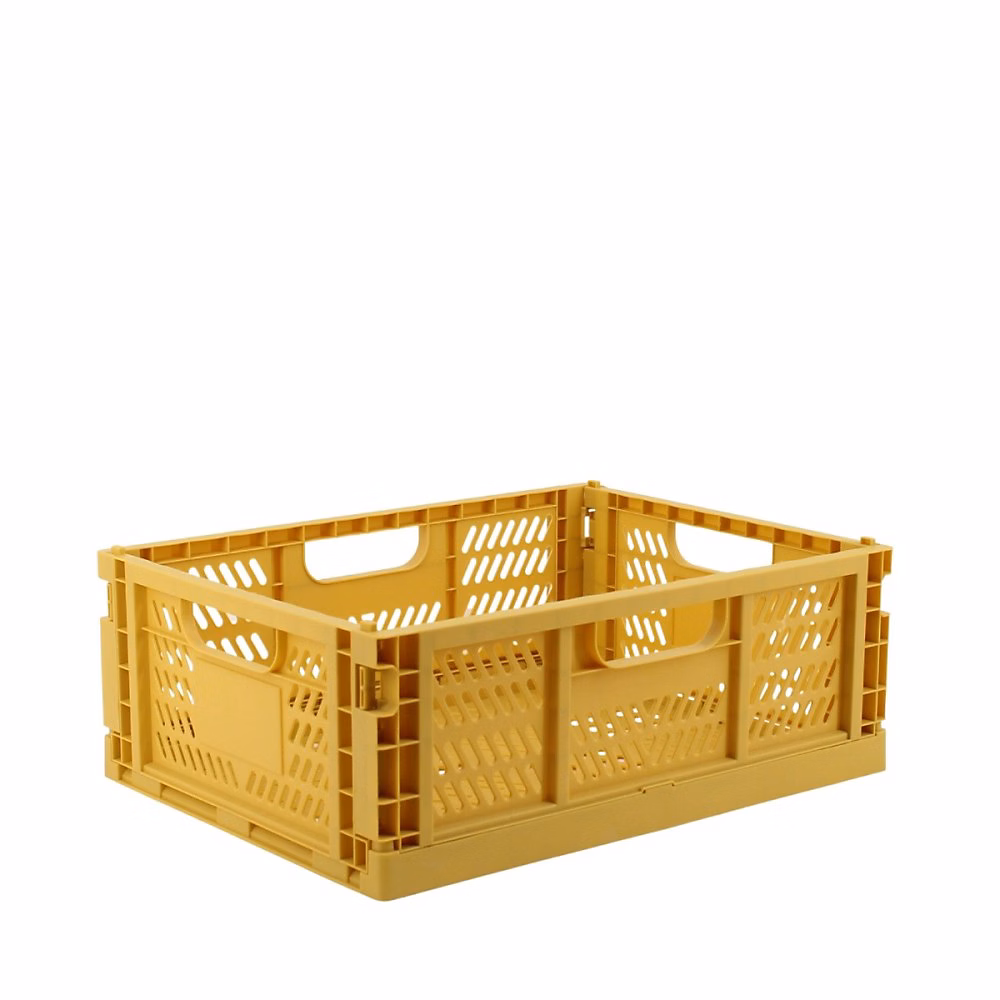 Caisse pliable en plastique jaune 30 × 40cm