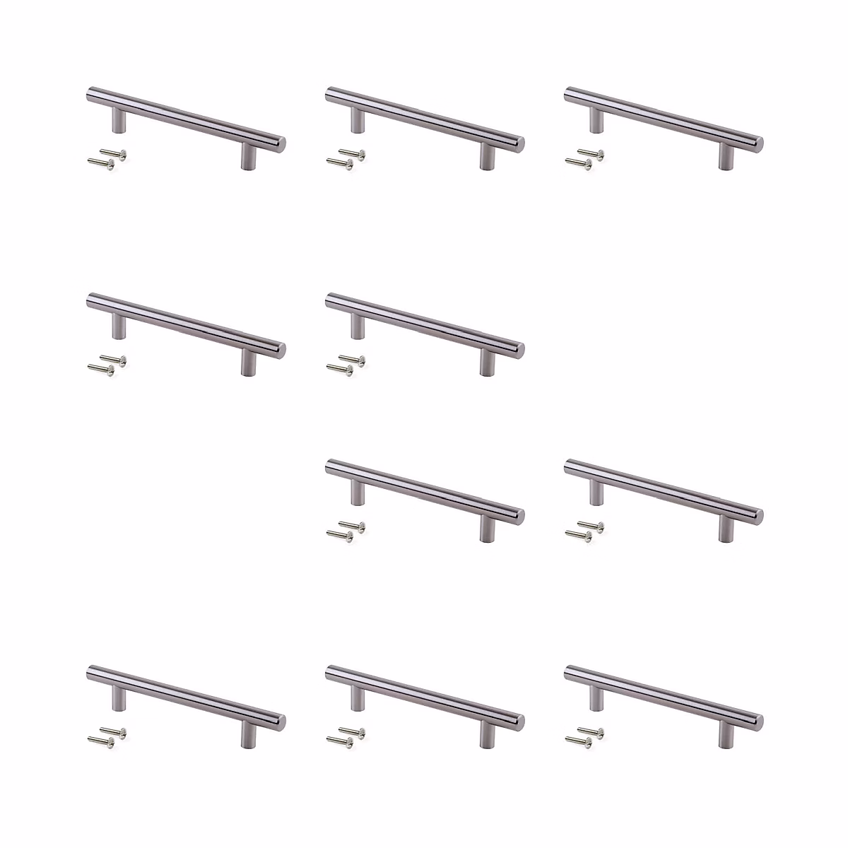 Emuca poignées pour meubles Orlando – L136mm, entraxe 96mm, Acier, Nickel satiné, lot de 10
