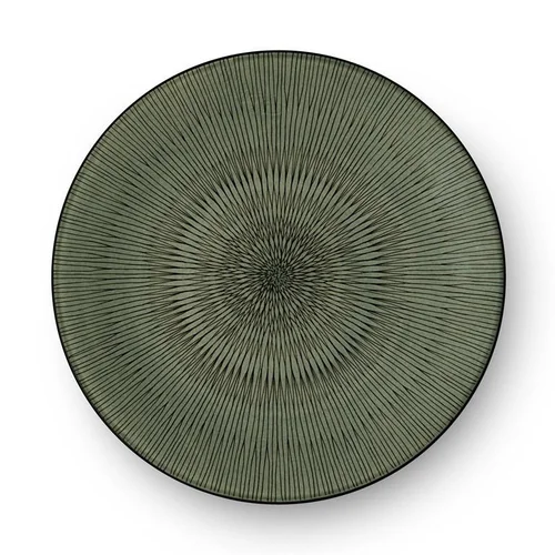 Assiette plate en grès Hypnose coloris vert et noir - Ø 27 cm