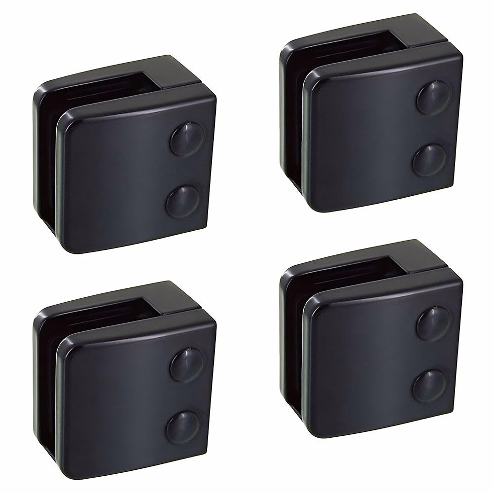 4 x Pince à verre plate modèle 06 – Ep. verre 10 | 76 mm | Zamak noir RAL 9005