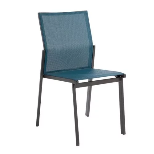 Chaise en aluminium graphite et textylène bleu Abelia - 48 x 54 x 87 cm