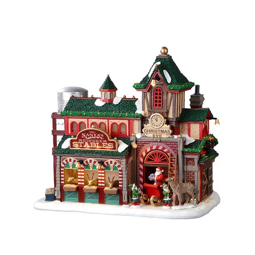 Scène animée Lemax Santa's wonderland Écuries du Père Noël