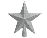 Cime étoile plastique pailletée couleur argent - 19 cm de haut