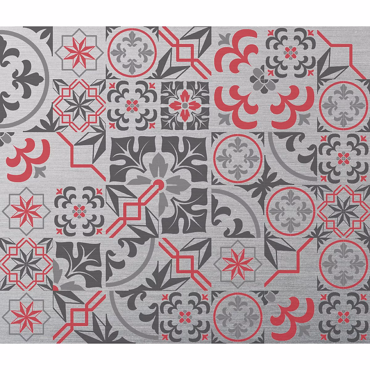 Crédence adhésive carrée effet carreaux de ciment en aluminium Gris | L. 20 x l. 20 x H. 0.3 cm – CIMENT