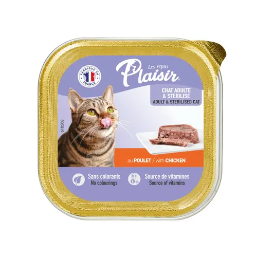 Aliment humide pour chat stérilisé en barquette Repas plaisir poulet - 100 g