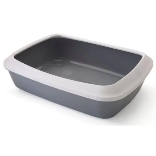 Bac à litière Iriz avec rebords coloris gris - 50x37x14 cm