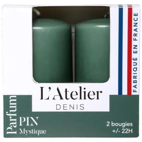 Bougies cylindriques vert parfum sapin L’Atelier de Denis - L’étui de 2