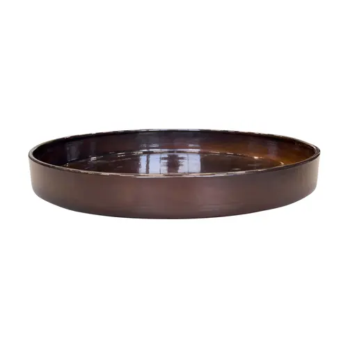 Soucoupe ronde en métal recyclé coloris brun flambé Upcycle Cylindre XXL - Ø 54 x H 6 cm