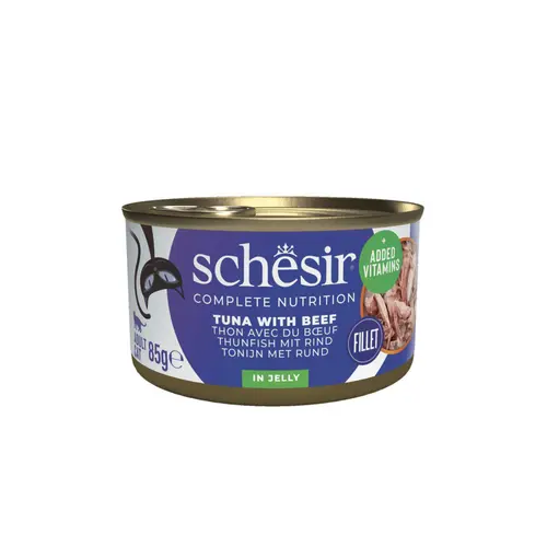 Alimentation humide pour chat gelée de bœuf et de thon Schesir - 85 g