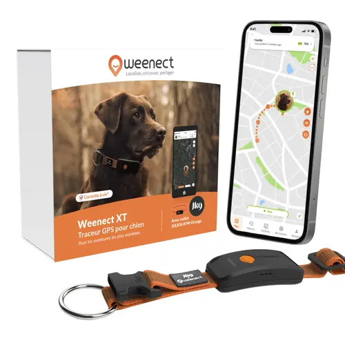 Collier GPS pour chien coloris orange Weenect XT