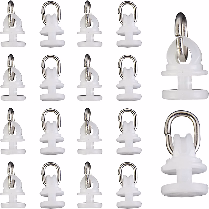 100 Pièces Blanc Rail Glisseur Crochet de Rideau Poulie à Rideaux en Plastique Rail Rideau pour Fenêtre et Rideau de Douche Porte | Douche