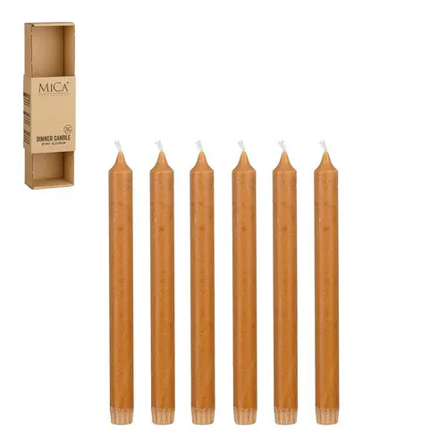 Ensemble de 6 bougies flambeau marron - Ø 2,2 x H 25 cm