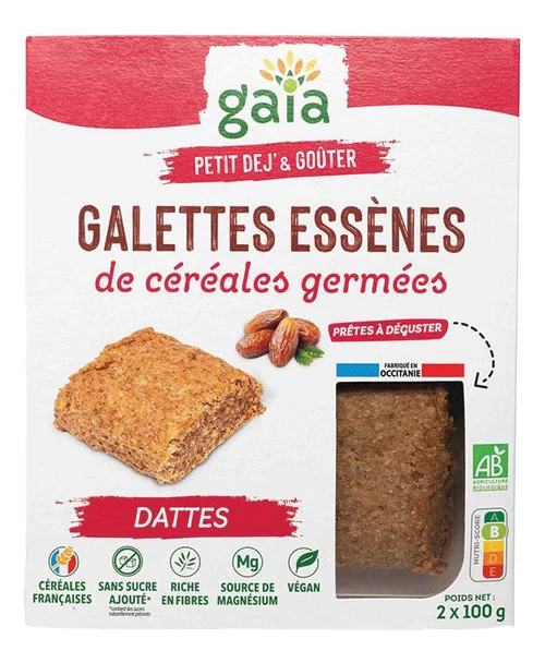 Galettes essènes de céréales germées aux dattes bio Gaia - 2 x 100 g