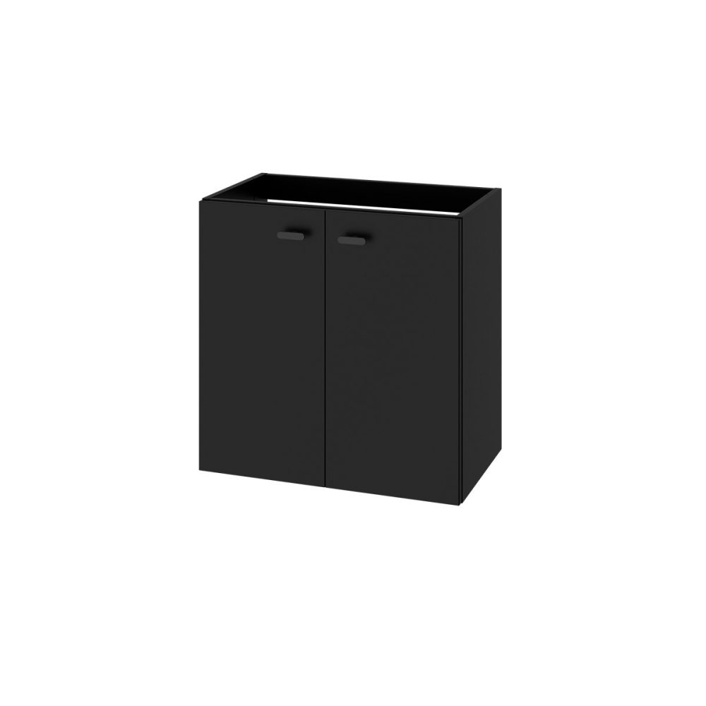 Meuble de salle de bains – Meuble sous vasque suspendu noir mat 2 portes l.60 x H.60 x P.36 cm GoodHome Imandra