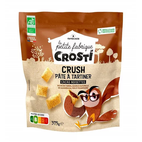 Crosti crush pâte à tartiner cacao noisette bio Favrichon - 375 g