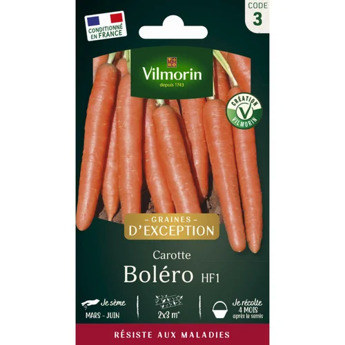 Sachet de semences potagères graines de carotte Boléro HF1 Graines d'Exception