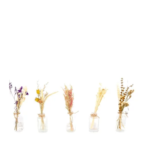 Bouteille fleur séchée coloris multicolore en verre
