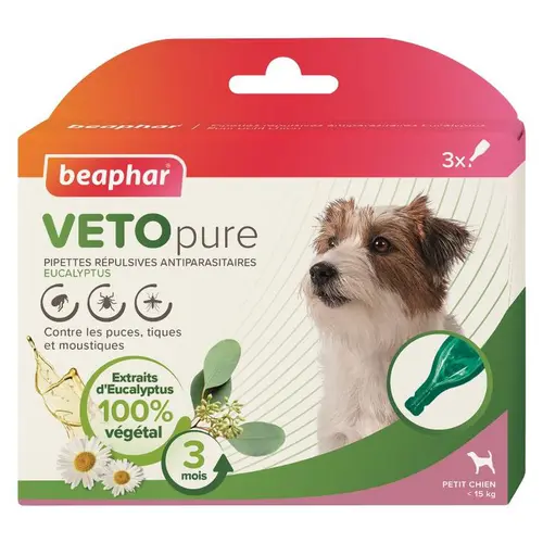 Pipettes antiparasitaires pour le petit chien coloris blanc VETOpure Beaphar – 3 x 1 ml