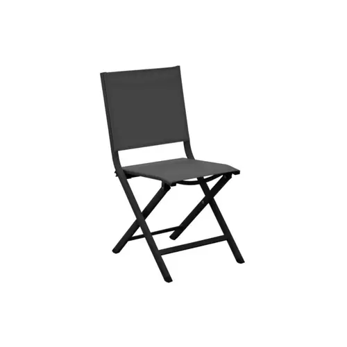 Chaise pliante chiné noire en aluminium et toile Proloisirs Thema