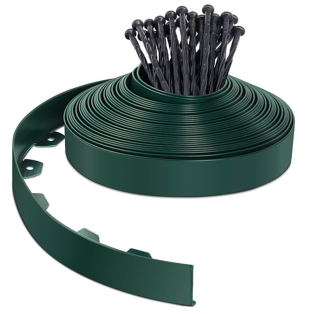 Outil de jardinage et accessoire – Bordure de jardin PVC flexible 20m avec piquets vert VOUNOT
