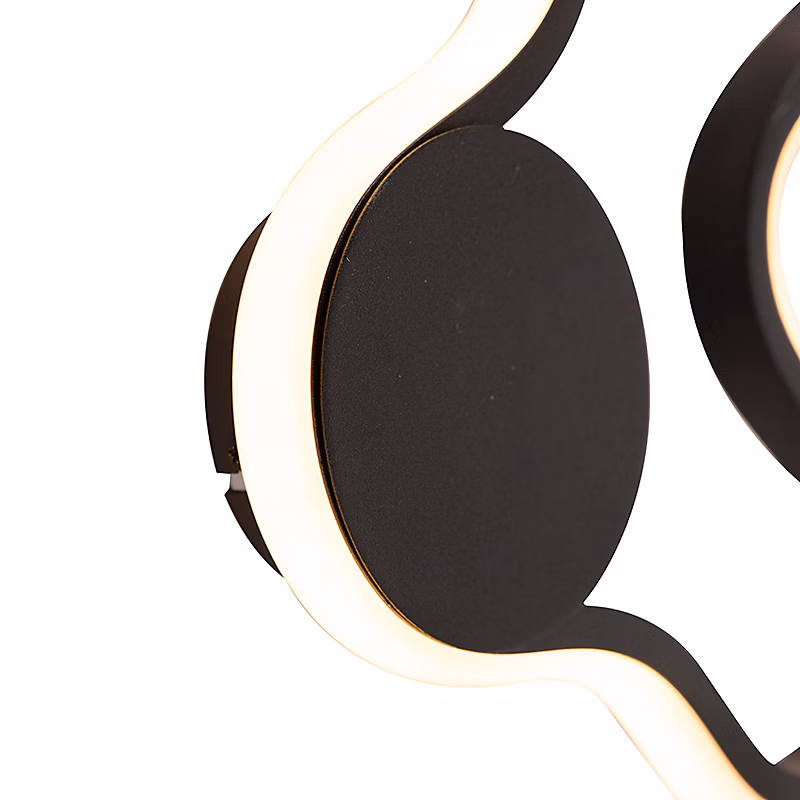 Applique murale moderne noire avec LED – Plomp