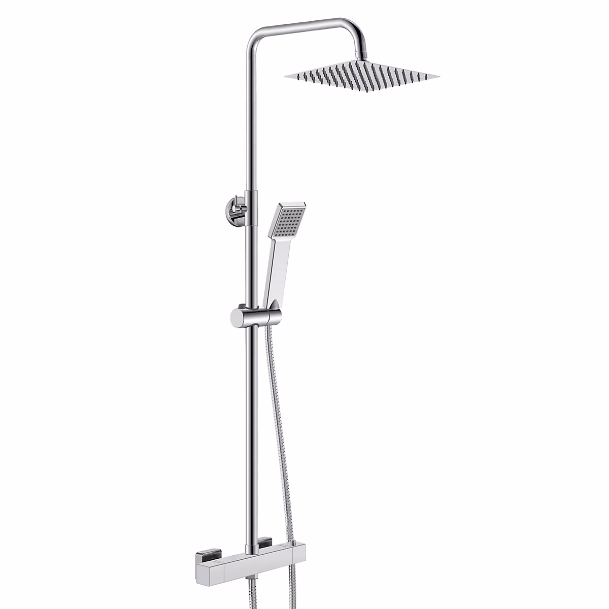 AICA Colonne de douche thermostatique en laiton – pommeau de douche carré 20 × 20cm, hauteur réglable