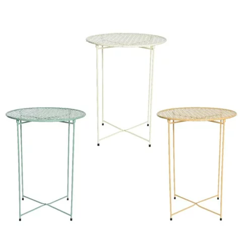 Table d'appoint coloris multicolore en métal - Ø 46,5 cm