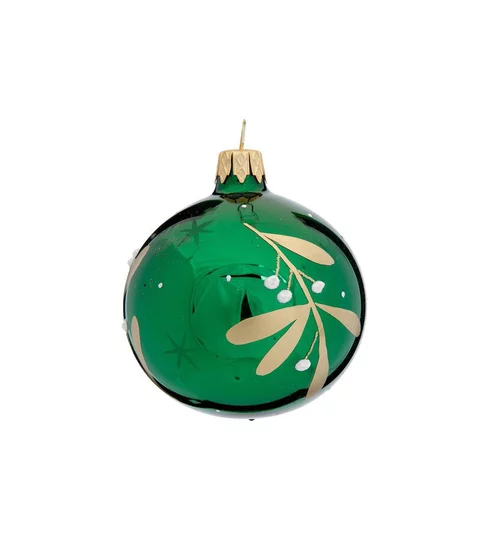 Suspension boule décorative coloris vert en verre traditionnel - Ø 7 cm