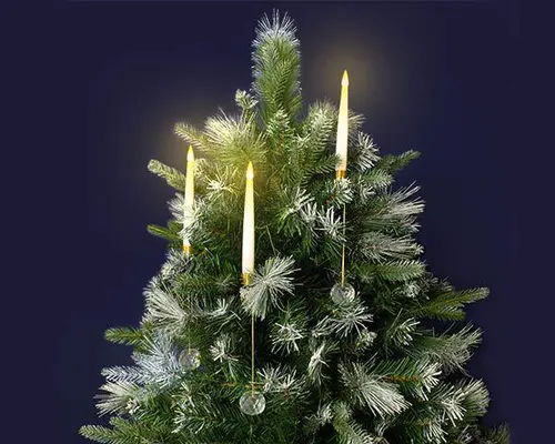 Ensemble de 10 bougies à LED blanc chaud animées effet flamme sur piles avec télécommande - Ø 1,5 x H 15,5 cm