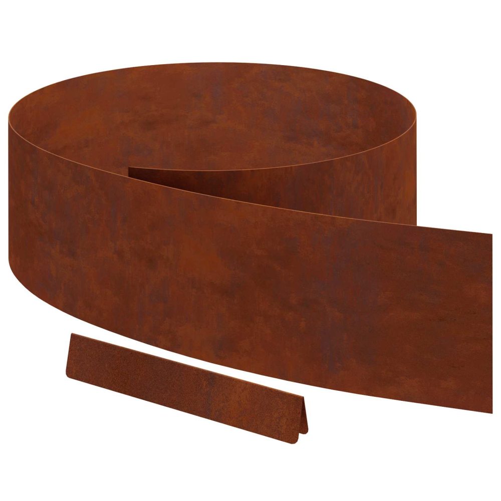 vidaXL Bordure de Pelouse 450 x 20 cm Acier patiné Rouillé – Aménagement du jardin
